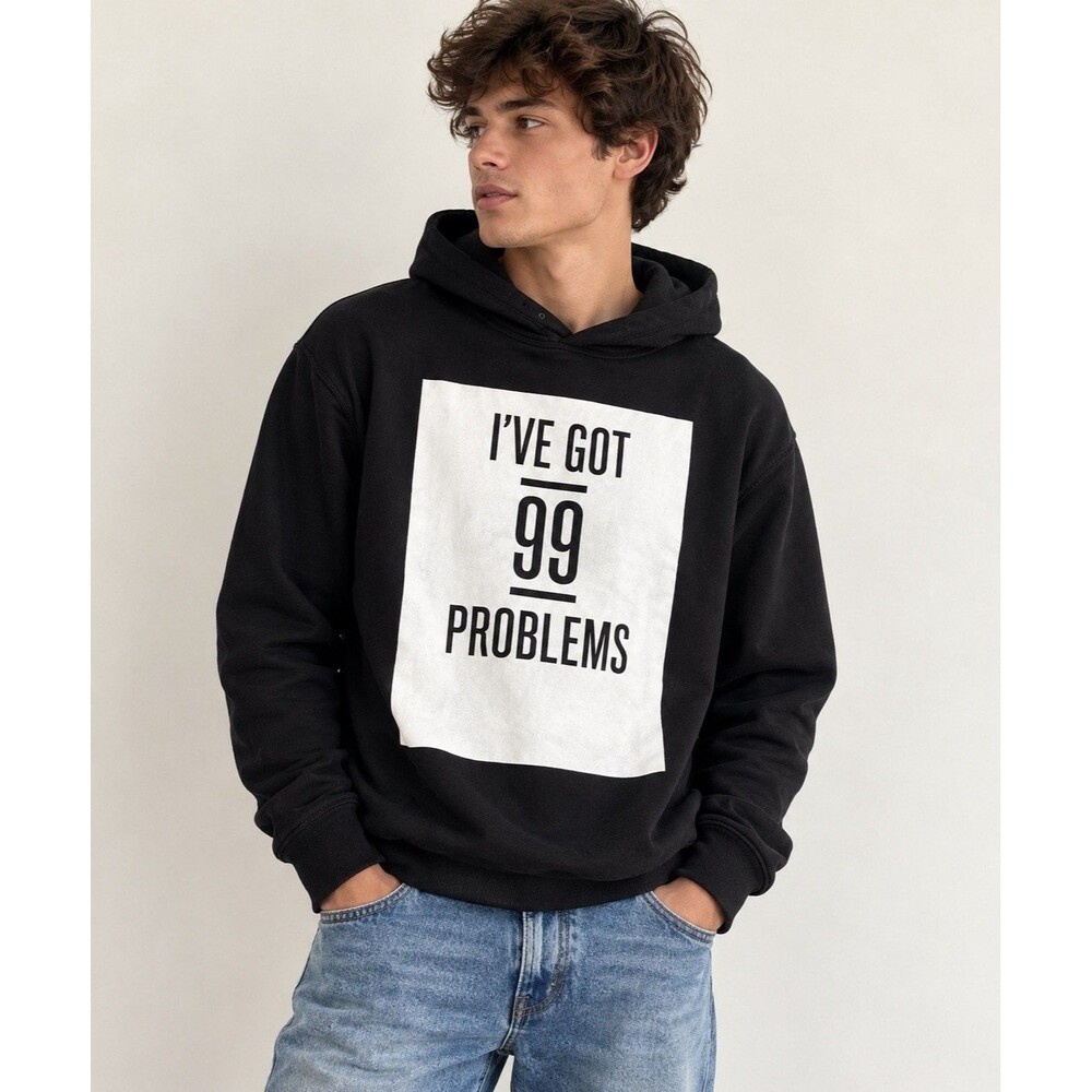 I’ve Got 99 Problems Black Graphic Hoodie Sweatshirt Hip Hop Streetwear Y2K M